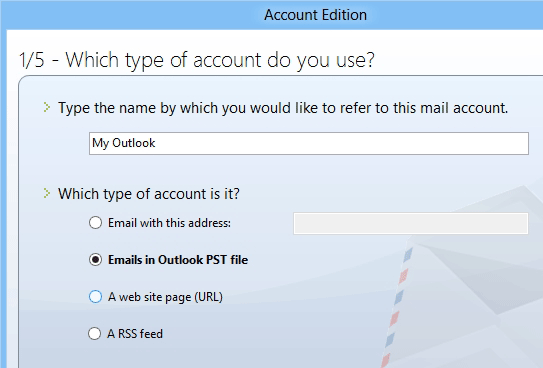 Choose Outlook file option