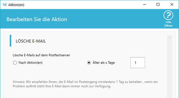 E-Mail direkt auf dem Server löschen